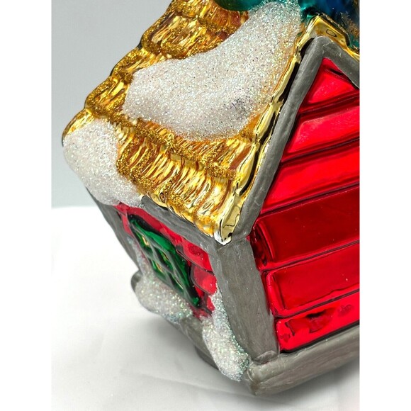 Department 56 Mercury Glass Christmas Tree Ornament Birdhouse Vintage Handpaint - Picture 12 of 16